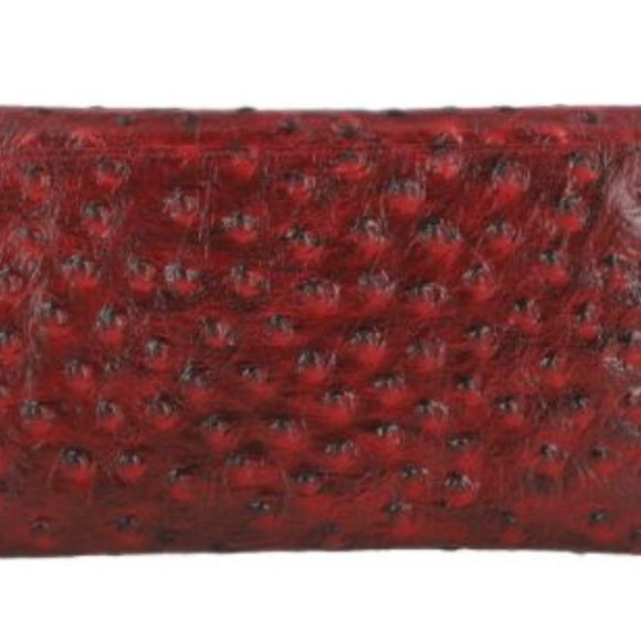 Leather Ostrich Wallet - Burgundy - Picture 3 of 3